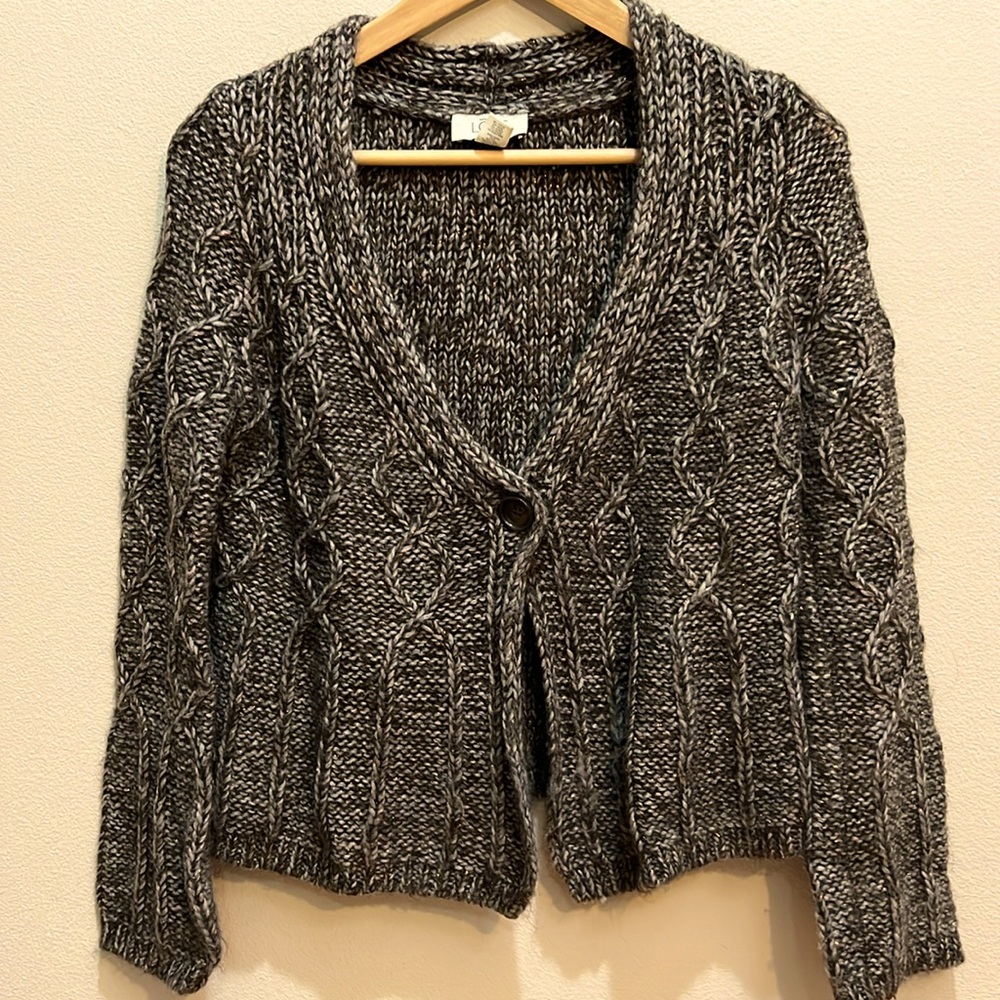 LOFT sequins gray cardigan with acrylic and wool